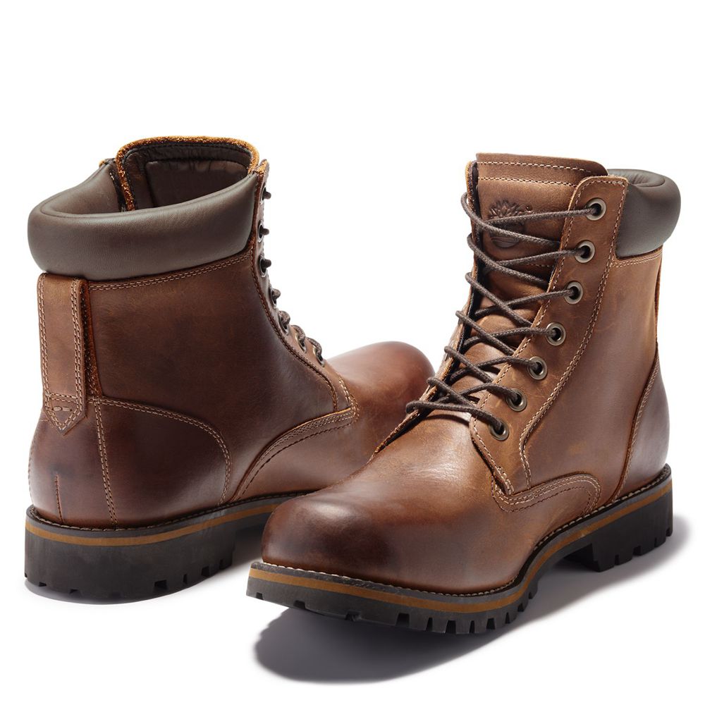 Timberland 6-Inch Μποτακια Ανδρικα Καφε - Rugged Waterproof - Greece 7310628-XQ